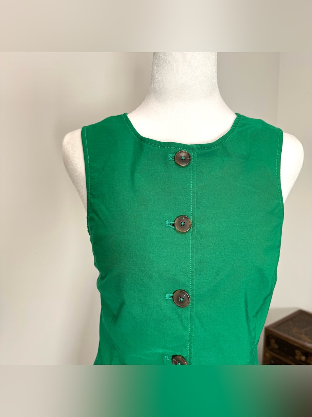 Anthropologie Preppy Maeve Kelly Green Vest NWT Stretch Racerback M Top - Picture 6 of 8